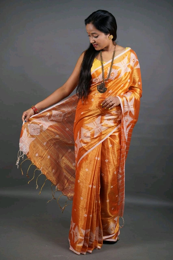 Woven Boder & Buta Work Tissue Cotton Saree