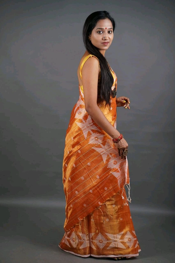 Woven Boder & Buta Work Tissue Cotton Saree