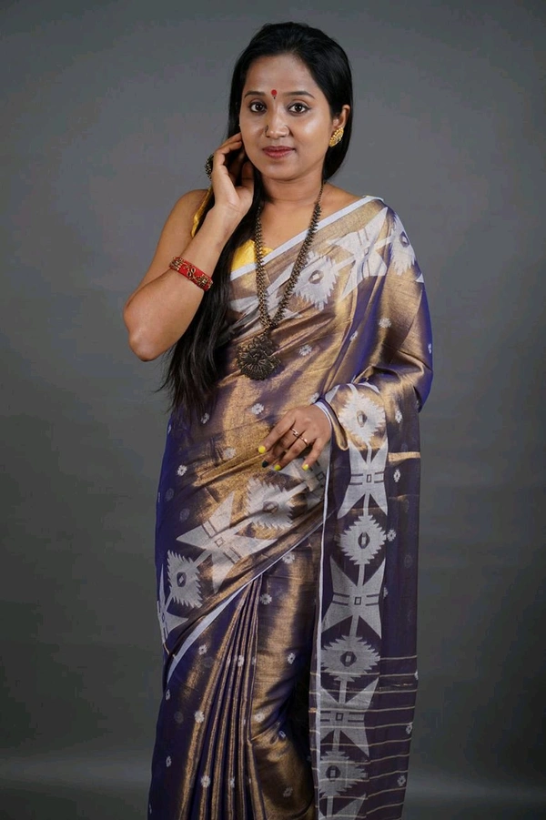 Woven Boder & Buta Work Tissue Cotton Saree