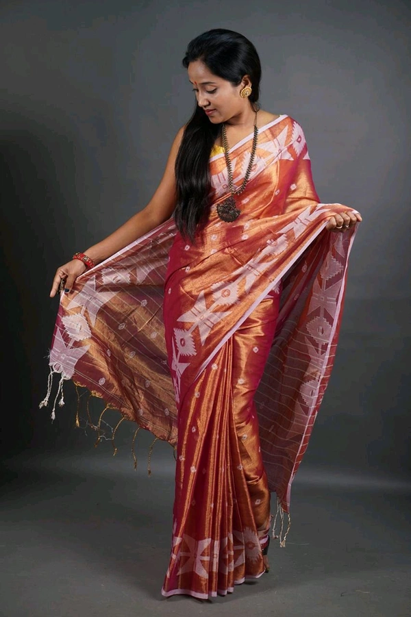 Woven Boder & Buta Work Tissue Cotton Saree