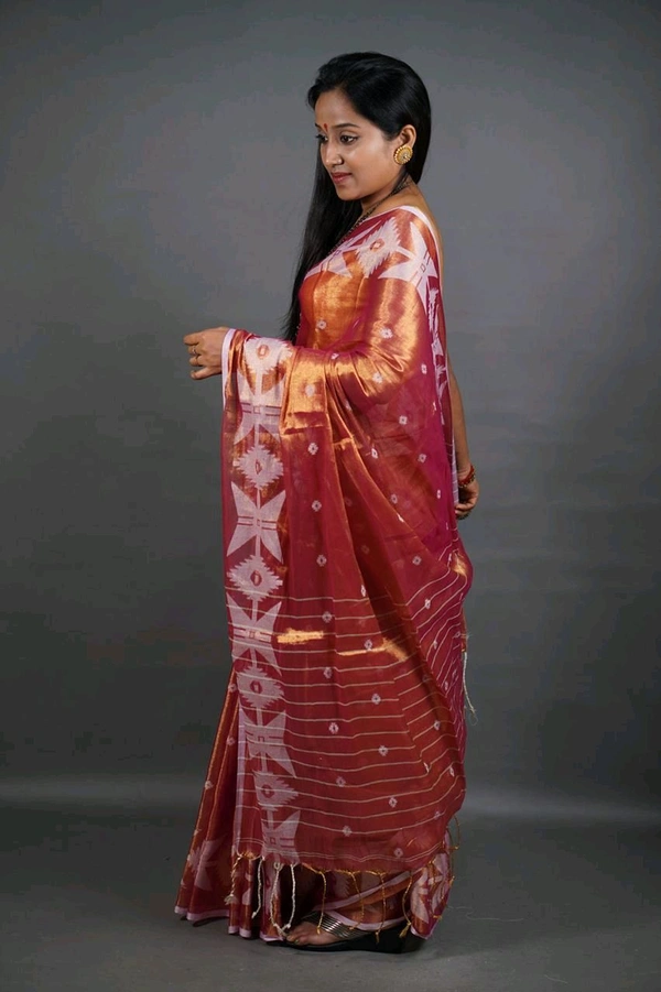 Woven Boder & Buta Work Tissue Cotton Saree