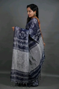 Handloom Woven Desinger Cotton Saree  - Navy Blue