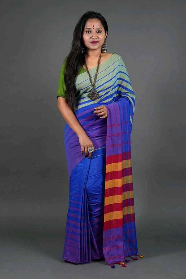 Khadi Cotton Multi Stripe Saree