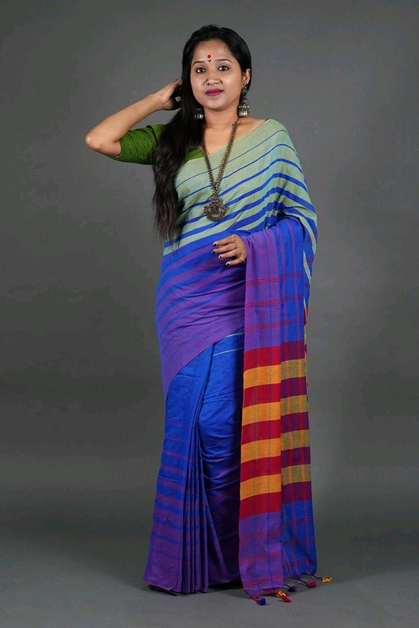 Khadi Cotton Multi Stripe Saree