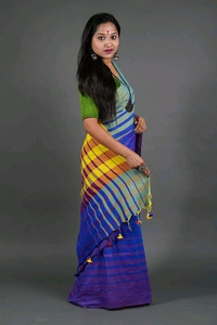 Khadi Cotton Multi Stripe Saree