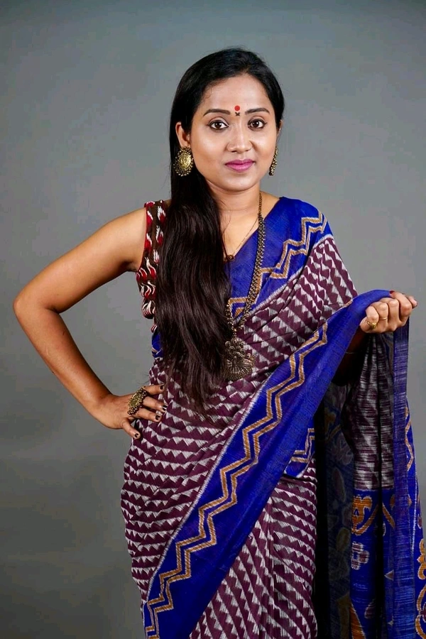 Slab Khadi Sambalpuri Print Saree