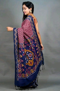 Slab Khadi Sambalpuri Print Saree