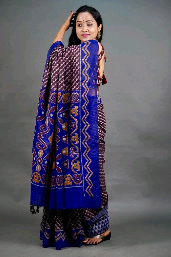 Slab Khadi Sambalpuri Print Saree