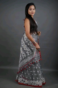 Handloom Masline Jamdani - Gray