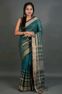 Zori Woven Slab Cotton Saree  - Blue Stone