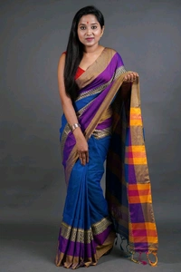 Handloom Khadi Cotton Woven Saree  - Blue