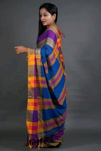 Handloom Khadi Cotton Woven Saree  - Blue