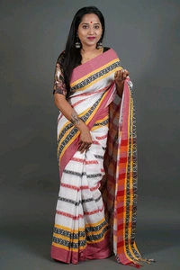 Dhanekhali Handloom Woven Cotton Saree - White