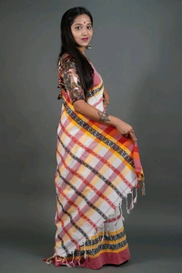 Dhanekhali Handloom Woven Cotton Saree - White