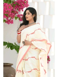 Khadi Cotton Handwoven Saree - Cream