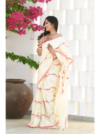 Khadi Cotton Handwoven Saree - Cream