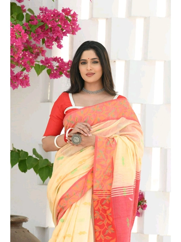 Handloom Cotton Silk Jamdani Work Saree 