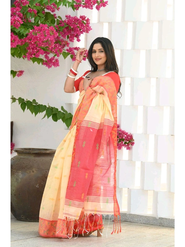 Handloom Cotton Silk Jamdani Work Saree 