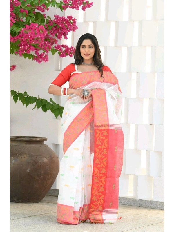 Handloom Cotton Silk Jamdani Work Saree 