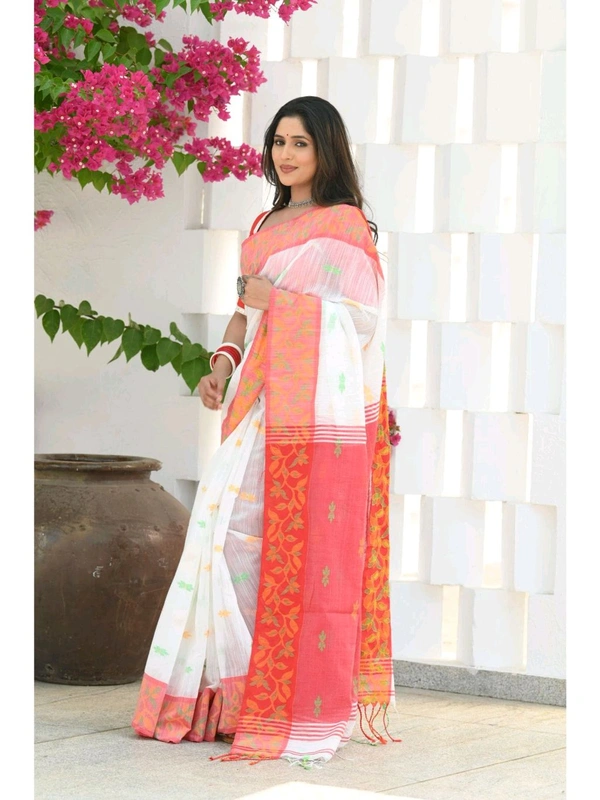 Handloom Cotton Silk Jamdani Work Saree 