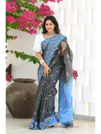 Handloom Cotton Silk Jamdani Work Saree 
