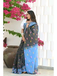 Handloom Cotton Silk Jamdani Work Saree 