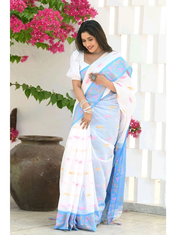 Handloom Cotton Silk Jamdani Work Saree 