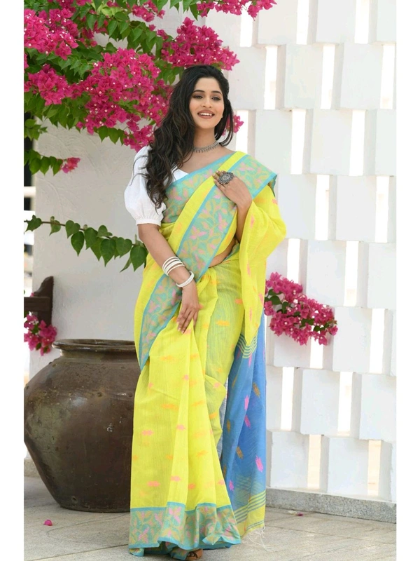 Handloom Cotton Silk Jamdani Work Saree 