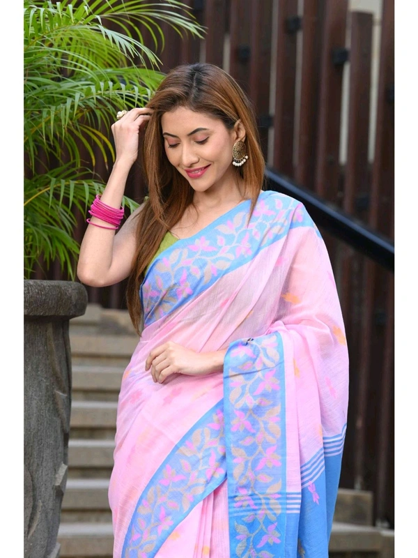 Handloom Cotton Silk Jamdani Work Saree 