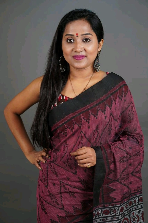 Slab Khadi Sambalpuri Print Saree - Violet