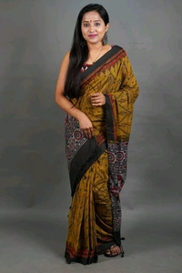 Slab Khadi Sambalpuri Print Saree - Gold