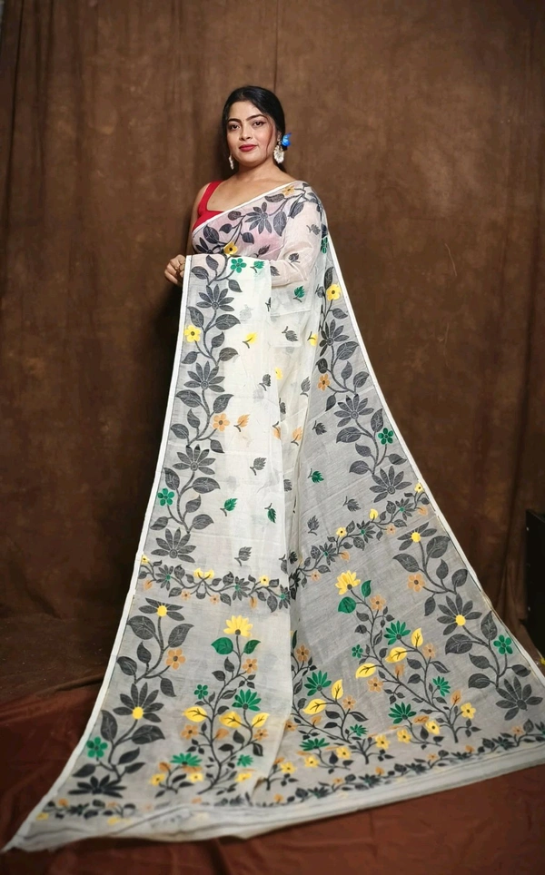 Banolata Soft Bengal Jamdani  - Silver