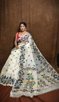 Banolata Soft Bengal Jamdani  - Silver