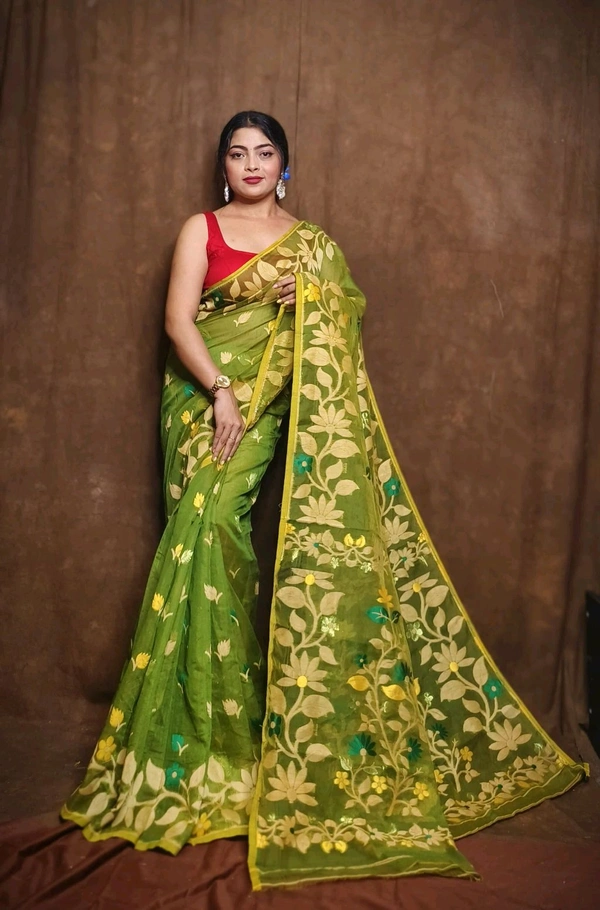 Banolata Soft Bengal Jamdani  - Green