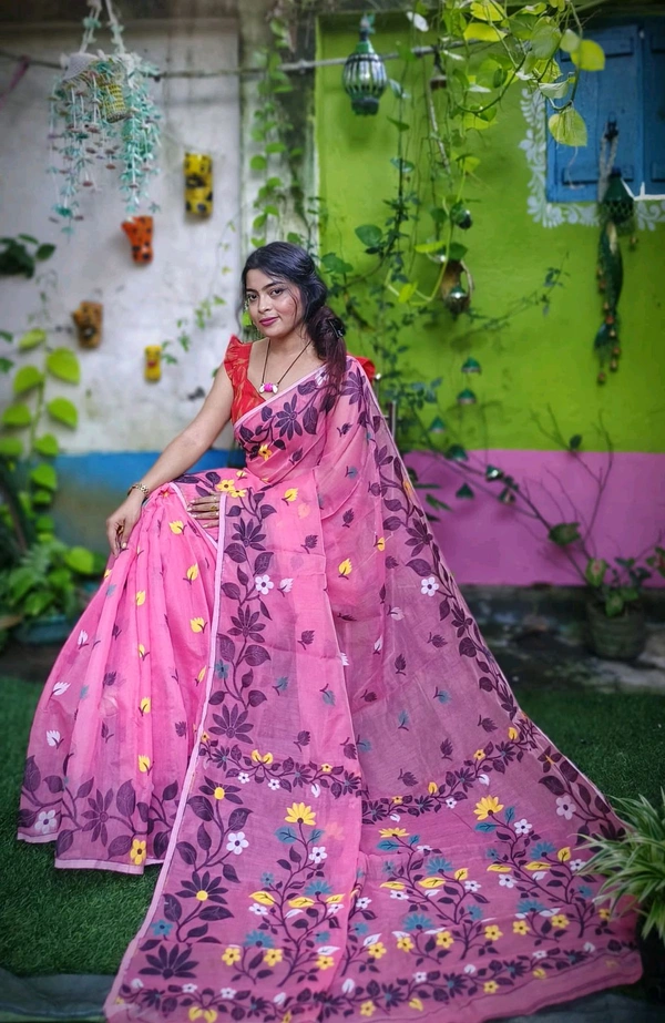Banolata Soft Bengal Jamdani  - Magenta