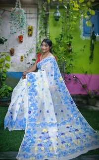 Banolata Soft Bengal Jamdani  - Royal Blue