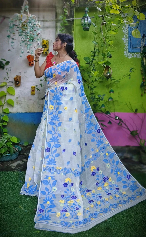 Banolata Soft Bengal Jamdani  - Royal Blue