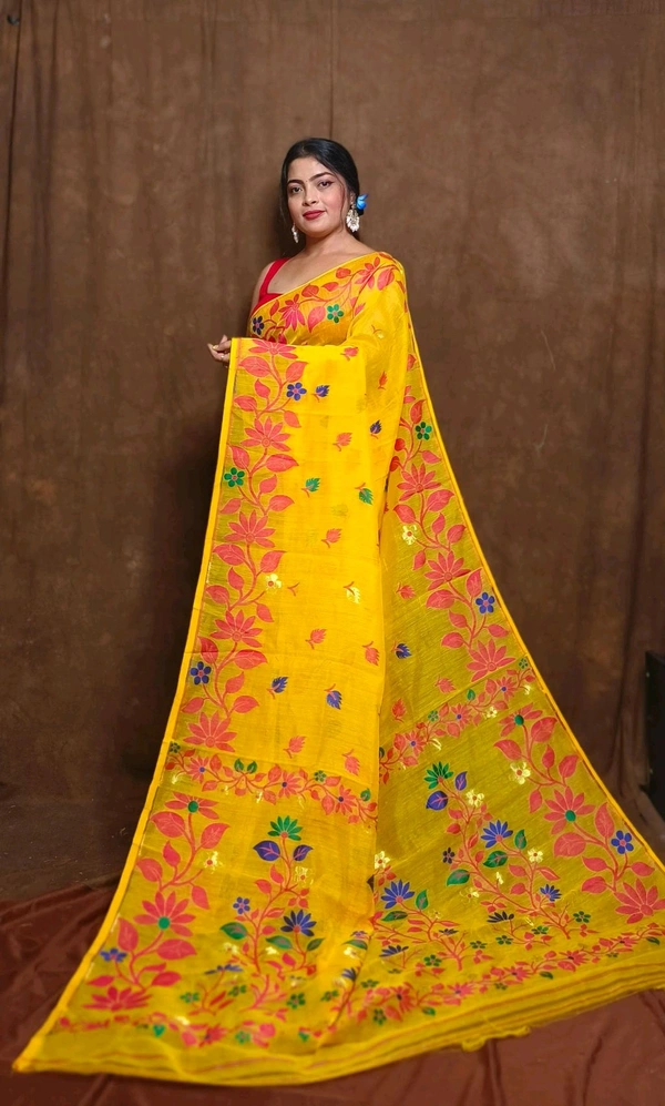 Banolata Soft Bengal Jamdani  - Yellow
