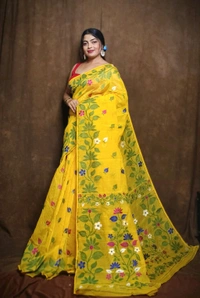 Banolata Soft Bengal Jamdani  - Gold Yellow