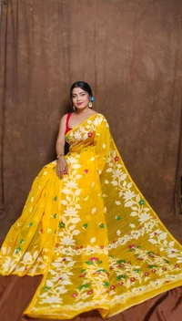 Banolata Soft Bengal Jamdani  - Gold