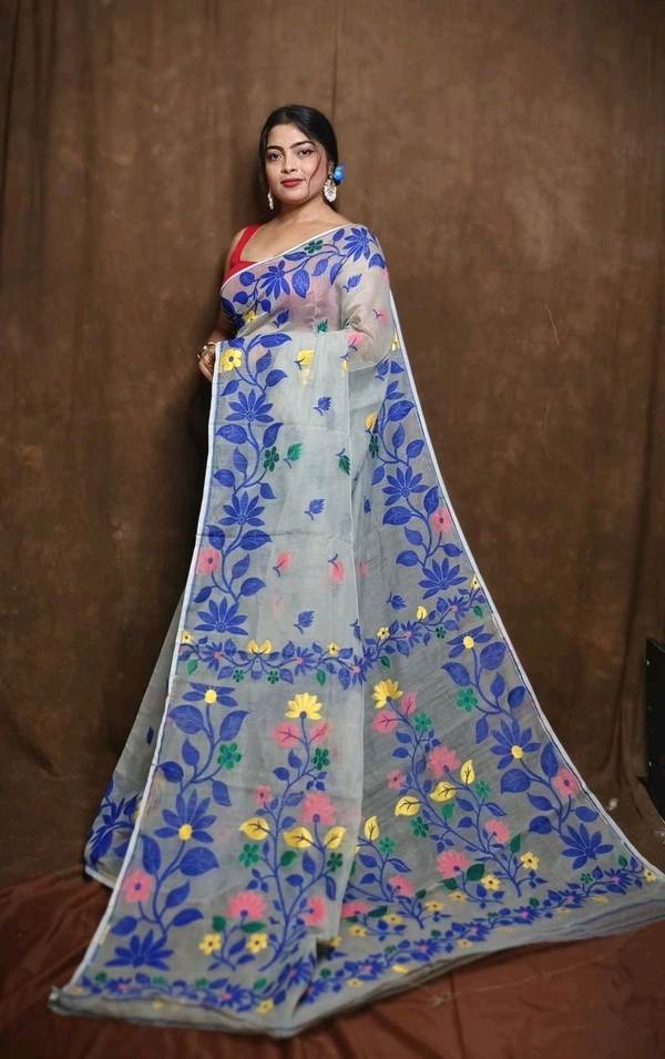 Banolata Soft Bengal Jamdani  - Blue
