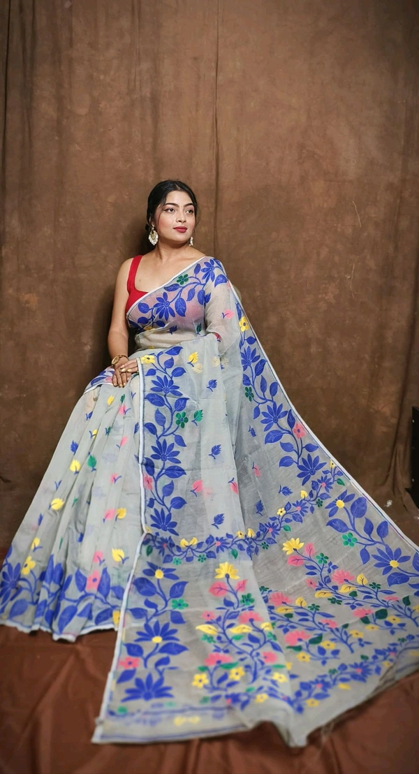 Banolata Soft Bengal Jamdani  - Blue