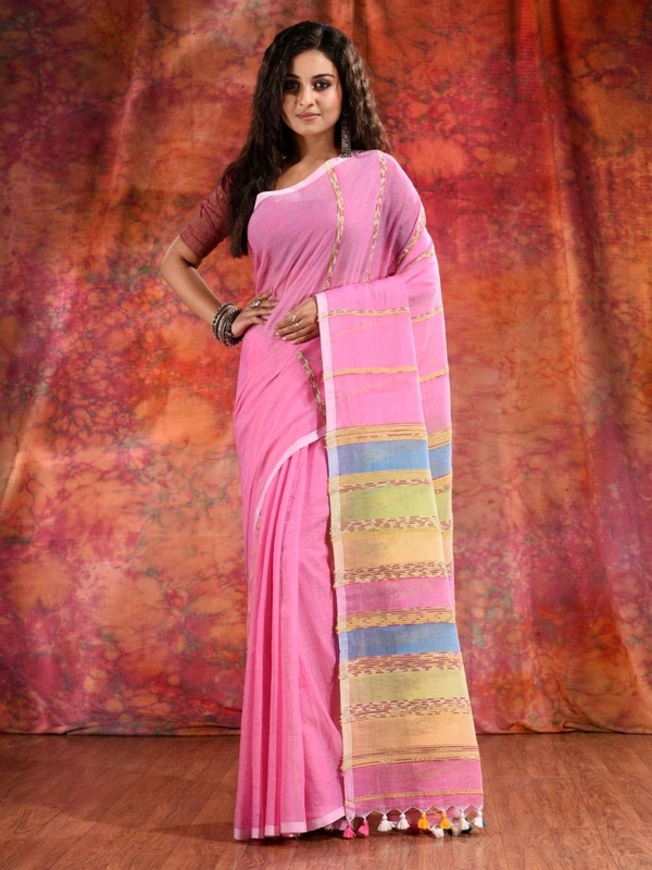 Bengal Handloom Khadi Khesh Saree - Magenta