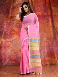 Bengal Handloom Khadi Khesh Saree - Magenta