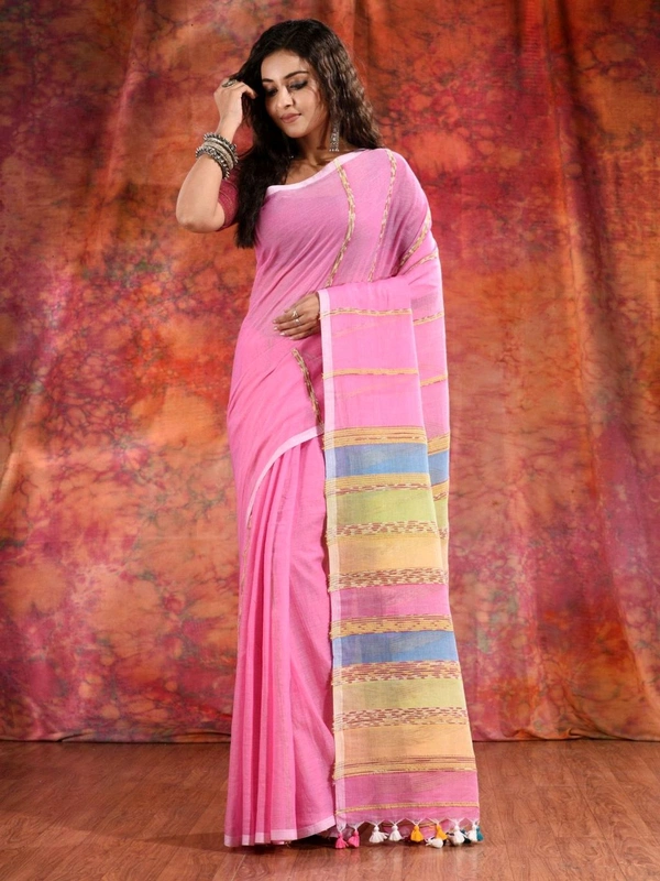 Bengal Handloom Khadi Khesh Saree - Magenta