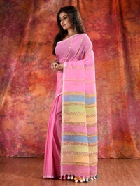 Bengal Handloom Khadi Khesh Saree - Magenta