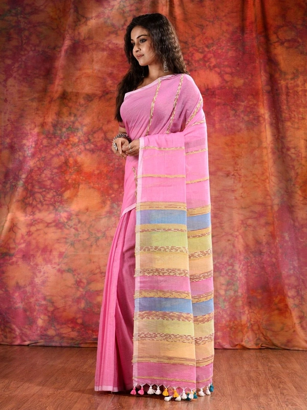 Bengal Handloom Khadi Khesh Saree - Magenta