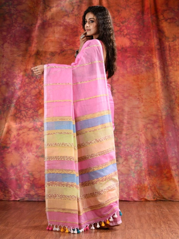 Bengal Handloom Khadi Khesh Saree - Magenta