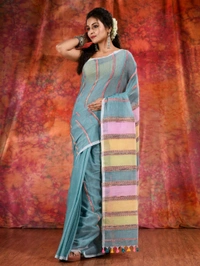 Bengal Handloom Khadi Khesh Saree - Teal