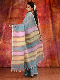 Bengal Handloom Khadi Khesh Saree - Teal